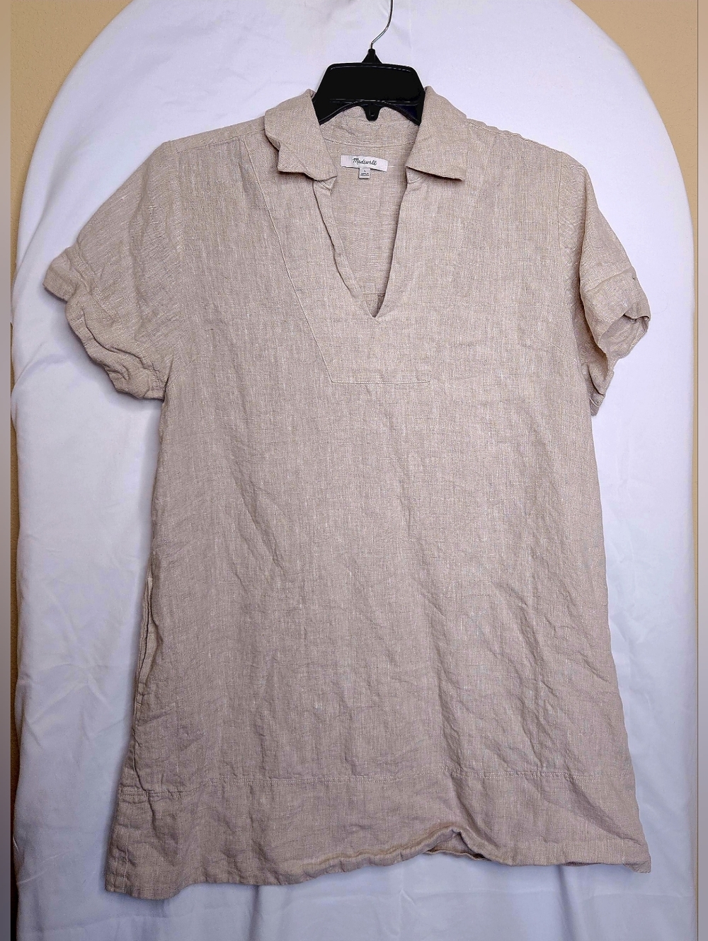 Madewell Light Beige Linen Midi Dress